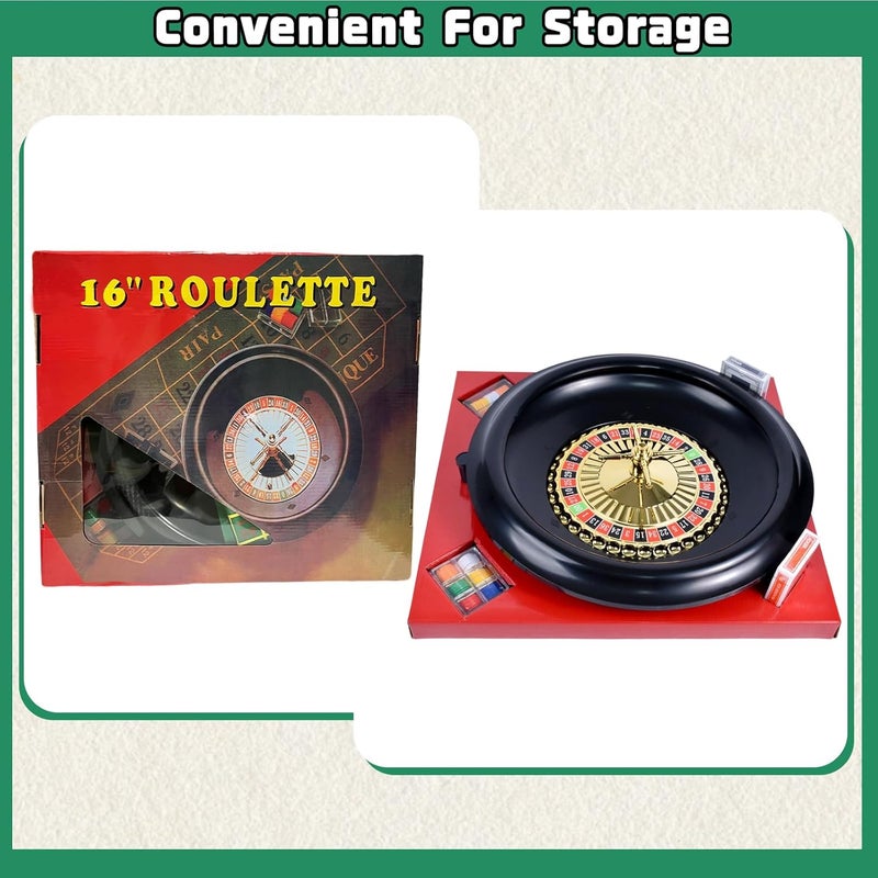 IIDEA 16 Inch Professional Roulette Wheel Set Gambling Wheel with 120 Chips,2 Decks of Cards,Reversible Game Table Mat, Rake and Balls,Casino Games Suitable for Roulette and Texas Hold'em - Image 5